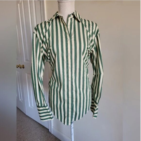 Simon Miller Loch shirt green stripy cut out back size S - Picture 6 of 10